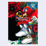 Colorful book cover featuring illustrations of 2 wolves and several anime style children, dressed in large robe like clothing. Bright reds, blues and greens color the piece.
