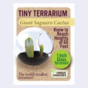 Product packaging for a mini terrarium with seeds for a cactus, the "giant Saguaro cactus".
