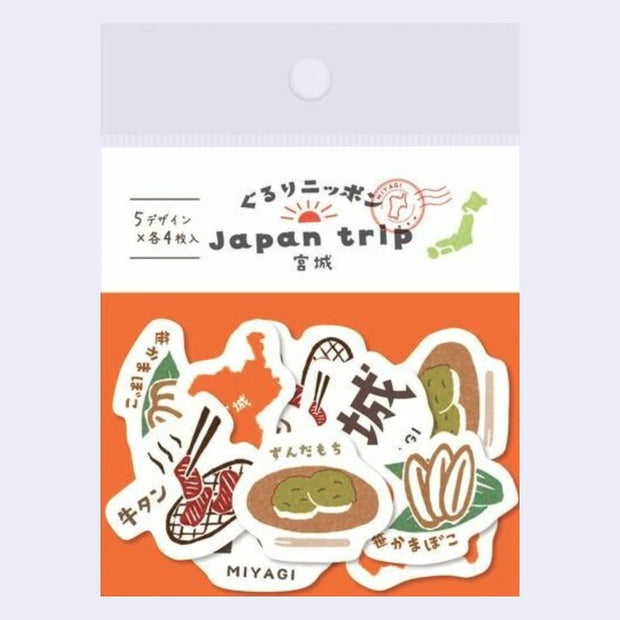 Flake sticker set of iconography themed around Miyagi, Japan.