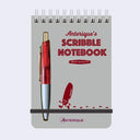 Scribble notebook with a pen on a light gray background