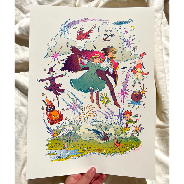 Natalie Andrewson “Howl's Moving Castle" Risograph Print (11 x 15