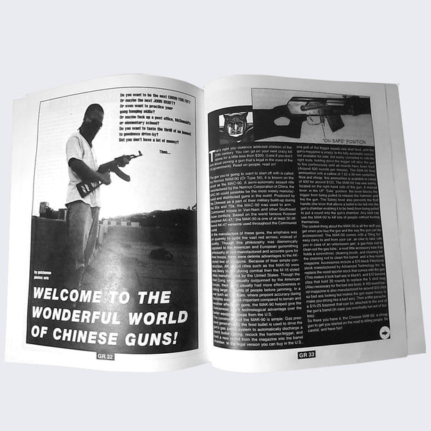 Page that has picture of a person holding an assault rifle. The headline reads Welcome to the Wonderful World of Chinese Guns.