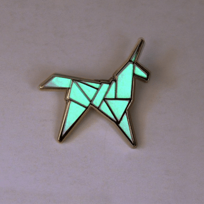 Giant Robot - Origami Unicorn Enamel Pin (Glow-in-the-Dark)