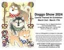 Art show poster for Doggo Show 2024, including information about the artists and dates.