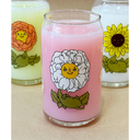 Group of glasses with flower designs on them.