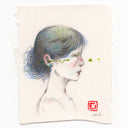 Artistic illustration of a woman's profile with a minimalist design on a white background