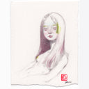 Artistic illustration of a person with long hair on a white background