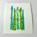 Drawing of a bundle of geometrically designed asparagus.