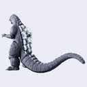 A gray Godzilla action figure or collectible statue shown in profile against a plain light gray background.