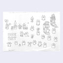 Series of pen line sketches on paper of Uglydoll characters, with "Ice Bat" written in stylized font.