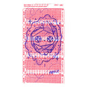 A pink and blue lotto card set labeled 'MULTI DRAW' with a stylized geometric face drawn in blue over the cards, shown on a plain white background.