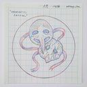 Illustration on graph paper of 2 plague doctor masks made to look like comedy and tragedy.