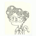Marker illustration of a character with glasses and a fluffy star patterned hair.