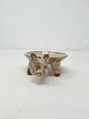 Ceramic plate or very shallow vessel, with a boar's head in the front and 4 legs that act as stands for the plate, attached. 