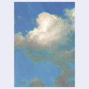 An impressionistic painting of a dramatic sky with a large white and gray cloud against a blue background, presented as a vertical art print centered on a light gray background.