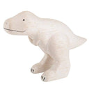 White wooden figure of a dinosaur.