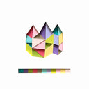 Geometric shape cut out pieces of paper, layered together. 