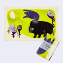 Bears Large Rectangle Tea Towel (Green and Beige)