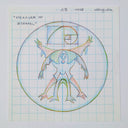 Abstract artwork modeled with the same structure as the Vitruvian Man.