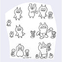 Illustrations of cartoon characters on a white background