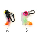 Two keychains with carabiners on a white background, labeled A and B.