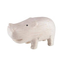 Wooden hippo figurine on a white background