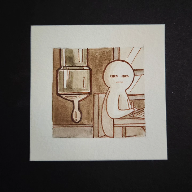 Illustration of a leaky faucet, with a character looking on with tired annoyance.