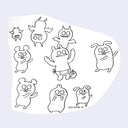 Illustrations of cartoon monsters on a white background