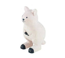 Wooden figurine of a Quokka, standing on its large hind legs.