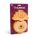 Set of 2 sponges themed on bread. One sponge is shaped like a croissant and the other is shaped like an everything bagel with a bite taken out of it.