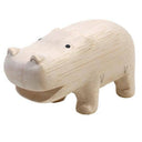 Wooden hippo figurine on a white background