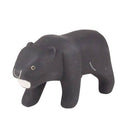 Wooden figurine of a black panther, with a growling expression.