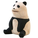 Wooden panda figurine on a white background