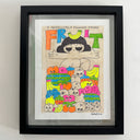 Illustration of a nude cartoon girl with arms extended out and standing on a giant pile of cartoon fruit. Text above reads "I ABSOLUTELY FUCKING ADORE FRUIT"