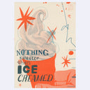 Vintage-style illustration of soft serve cone with text 'Nothing sweeter than ICE CREAMED' on a beige background. A hand holds it with small scribbles around.