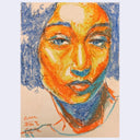 Chunky pastel portrait illustration of a woman.