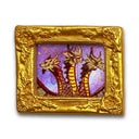 Decorative gold frame with a colorful dragon illustration on a white background