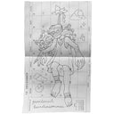 Ink drawing on a December calendar page of a girl with bandaged body and covered eyes.