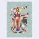 Colorful beetle illustration on a textured light blue background