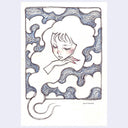 Artistic illustration of a woman with flowing hair like clouds, forming a wave like water pattern behind her.