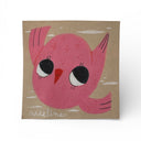 Illustration of a pink bird on a brown background with 'Addeline' written below.