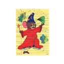 Illustration on yellow notebook paper of Jerry from Tom and Jerry dressed as a sorcerer.
