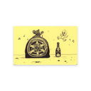 Illustration of a flat tire, with Jerry the mouse atop of it, waving at Tweety Bird.
