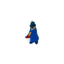 Small figurine of a character in a blue outfit with a white background