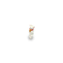 Small figurine of a cat wearing a red collar and eating food.