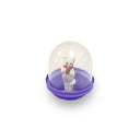 Small figurine of a white cat with a purple base and clear dome on a white background