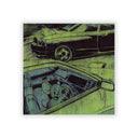 Cartoon character driving a car with a greenish tint