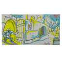 An illustration featuring a fantasy scene with a knight in armor standing by a large yellow door, set in a stone environment with blue and yellow highlights. The artwork is signed 'Crumpton' in the lower right corner.