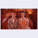 Painting of a man and woman sitting together in a theater setting.