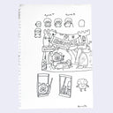 Black ink line art drawings of the Uglydoll character, Bossy Bear.